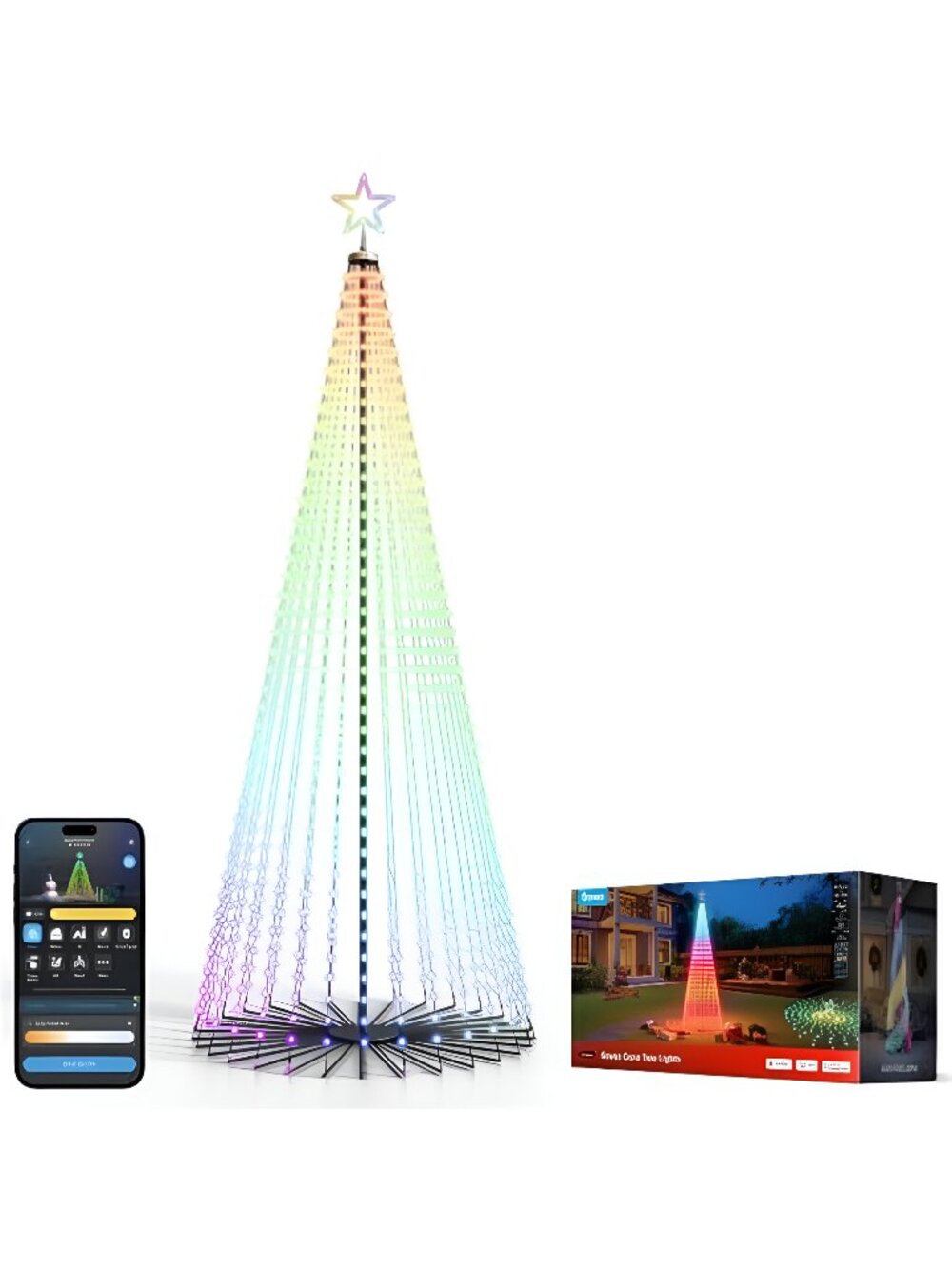 Christmas Cone Tree Lights, 12ft 1210 LEDs RGBIC Christmas Tree Light